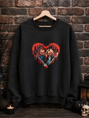 Chucky & Tiffany Horror Graphic Sweatshirt